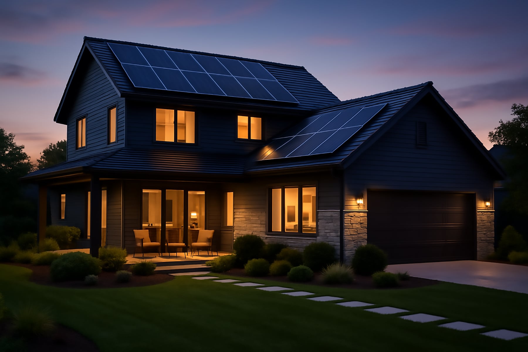 Home with solar panels